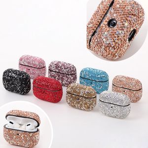 Luxuriöse Bling Shiny Full Diamond Dekorative Kopfhörer-Zubehörhüllen für Apple AirPods 1 2 3 Pro Hülle Drahtlose Bluetooth-Kopfhörer-Schutzhülle Tasche Shell