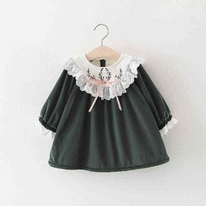 Kids Girls Dress Warm autumn Winter children's clothing velvet princess Costumes New Year Tops For baby embroidery lace dresses G1129