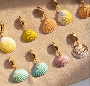 Nowy Ręcznie Shell Dangle Kolczyki Czeski Złoto Nieregularne Seashell Conch Kolczyk Dla Kobiet Dziewczyna Lady Beach Wakacje Wakacje Biżuteria Prezent EPacket