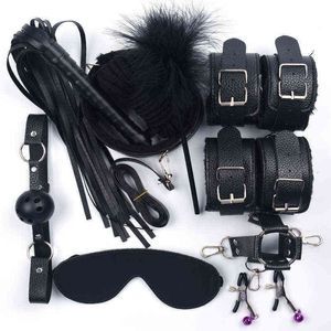 Nxy Sm Bondage Learn Nylon Handcuffs Wave Mouth Gag Bdsm Kits Games for Women Adult Exotic Sex Products 1216
