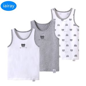 Iarelay 3pcs / 세트 여름 면화 민소매 T 셔츠 탱크 탑 아이들 undershirt 소년 속옷 키즈 싱글 셔츠 소년을위한 수면 셔츠 210306