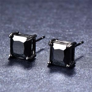 Stud Minimalista 4/5/6 / 7mm Orecchini in oro nero femminile Classic Small Square Fashion per uomo e donna