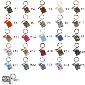 Portafoglio Stampa leopardata Bomboniere in pelle PU Bracciale Portachiavi Portafogli Carte di credito Nappe Bracciale Portachiavi Portachiavi da polso Borsa a mano Accessori donna