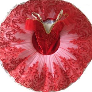 Stage Wear Children Plattered Tutu Ballet Skirt Red Pettiskirt Swan Lake Show Dance Performance Costume