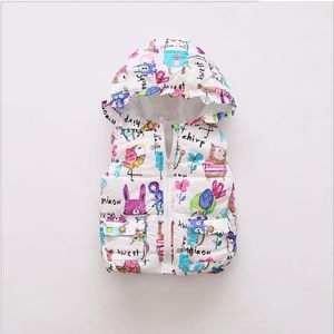 Winter Kids Baby Girls Boys Cartoon Warm Vest New Autumn Jacket Boy Baby Kids Sleeveless Hooded Zipper Coats Child Outerwear