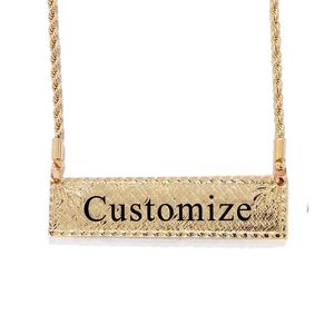 Groothandel gepersonaliseerde brief verticale hanger custom gouden naamplaat Hawaiiaanse ketting
