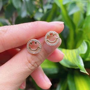 10Pairs, Fashion Lovely Hollow Smile Smiley Face Shaped Gold Plated Micro Pave Zircon Jewelry Earrings for Women