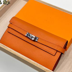 2024 Women Wallet Clutch Bag Based Level Loft Classic Lock Long Handlets Envelope Billfold Genuine Leather Hand Card Ho316W