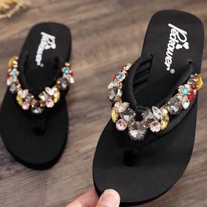 Sommer Clip Toe Kinder Flip Flop Plattform Mädchen Strand Hausschuhe Eltern-Kind-Mode Sandalen Flache Hausschuhe SH271 210712