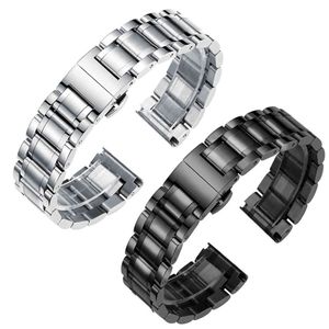 18mm 20mm 22mm 24mm Cinturini in metallo Bracciale Nero / Argento Lucido Orologi in acciaio inossidabile Accessori per cinturini per orologi