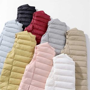 Bang Women's Matt Fabric Waistcoat Warm Vests Ultra Light Down Vest Women Portable Warm Sleeveless Winter Liner 211101