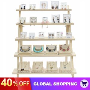 2 Layer Wooden Ear Stud Holder Earring Stand Display Rack Luxury Jewelry Stand Display Holder Rack Tower