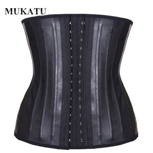 MUKATU Latex Waist Trainer Corset Belly Slimming Underwear Belt Sheath Body Shaper Modeling Strap 25 Steel Boned Cincher 211218