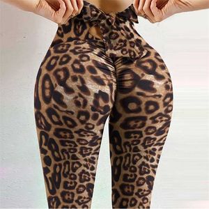 Leopard Imprimir Leggings Femininas Estiramento Floral Calças Longas Elástico Cintura Alta Scrunch Butt Workout Respirável Leggins 3xL 211215