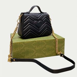 Modna torebka damska torby kurierskie Marmont oryginalne pudełko 20cm klasyczna wysokiej jakości skórzana torba typu crossbody z łańcuszkiem na ramię kobieta 2021