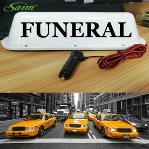 FUNERAL Sign LED Car Top Light Magnet Auto Burial Obsequies Display Lamp Exequy Taxi Drivers WHITE 14"