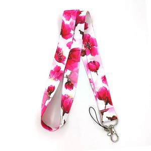 10pcs Red flower Fashion simple chain neck ID card mobile phone USB key lanyard