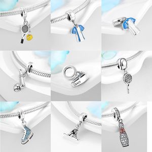 2021 New 925 Sterling Silver Blue CZ Skates Charms Beads Pendants Fit Original European Charms Bracelet Bangles Jewelry Making Q0531