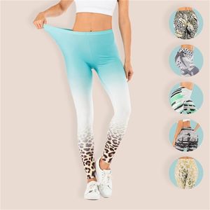 Omber leopard sexig fitness leggings kvinnor tryckta legginer mujer elasticitet legging anti cellulit push up mjuka byxor slim legins 201014