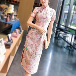 Wholesale traditional lace resale online - Ethnic Clothing Summer Retro Chinese Style Republic Of China Traditional Lace Sequin Embroidery Temperament Young Girl Improved Cheongsam Dr