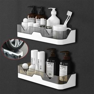 Wall-mounted Bathroom Shelf Cosmetic Lotions Storage For Kitchen Organizer Accessories Plastic Container 211112