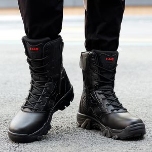 Taktiska militära stövlar Mens Casual Shoes Leather Swat Army Boot Motorcykel Ankle Combat Boots Black Botas Militares HOMBRE