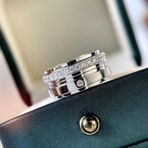 Pierścienie klastra CNC Boutique 925 srebrny obrotowy pierścień Para moda mężczyźni i kobiety biżuteria Walentynki Prezent