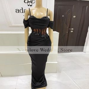 Afrikansk Aftonklänning Mermaid 2022 Spaghetti Straps Pärlor Kvinnor Formell Party Prom-kappor Anpassad storlek