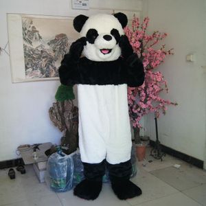 Alta qualitàlue Costume da mascotte panda gigante Halloween Festa di Natale Fantasia Personaggio dei cartoni animati Vestito Vestito Adulto Donna Uomo Vestito Carnevale Unisex Adulti