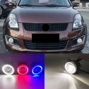 2 Funktioner Auto LED DRL DAYTIME Running Light for Suzuki Swift 2005 - 2016 2017 2018 Car Angel Eyes Fog Lamp Foglight