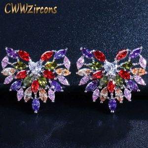 Delicate Cute Heart Shape Colorful Cubic Zircon Romantic Women Piercing Stud Earring Jewelry Gift CZ250 210714