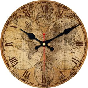Reloj de pared, reloj de cartón de madera de 6-16 pulgadas, vintage redondos números romanos relojes de interior para la oficina de la cocina