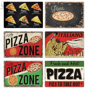 Pizza Bölgesi Teneke İşaretli Metal Metal Vintage Metal İşaret Duvar Dekoru Bistro Restoran Mağazası Pizza Bölgesi Dekoratif Mutfak Yemeği Odası Metal Plaka Boyutu 30x20cm