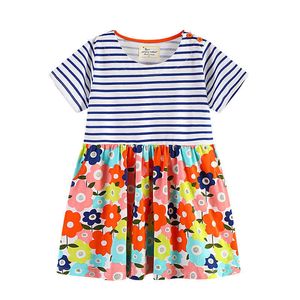Jumping Meter Jersey-Kleider für Babys, Sommerkleidung, Kinder, Verkauf von Baumwollkleidung mit niedlichem Druckmuster, Kinderkleid 210529