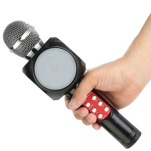 Wireless Bluetooth KTV Karaoke Microphone Speaker with LED Light support TF AUX USB for smartphones