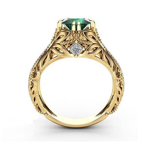 Hochzeit Ringe Elegante Prinzessin Stern Finger Für Frauen Männer Trendy Gold Farbe Mit Grünen Zirkonia Verlobung Große Größe
