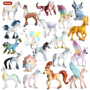 Oenux Lovely Mythical Elves Fairy Tale Animals Model Action Figures Original Elf Fly Horse Figurines PVC Collection Toy For Kids C0220