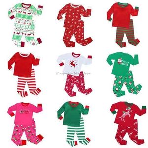 Children Christmas pajama sets Boys striped pyjama Baby Girls Year sleepwear Kids Infant toddler cotton Piajamas clothing 211130
