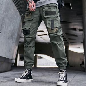 Men's Pants Men Multi Pockets Hip Hop Harem Man Casual Joggers Elastic Waist Cargo Trousers Techwear