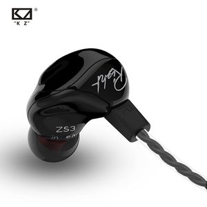 KZ ZS3 1DD Ergonomisk avtagbar kabel hörlurar i örat Ljudmonitorer Buller Isolating HiFi Music Sport Earpuds med mikrofon