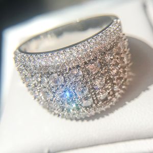 Anelli di fidanzamento con diamanti simulati da uomo Gioielli Nuovo anello nuziale in argento zircone di moda di alta qualità per le donne