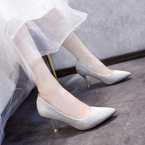 Dress Shoes 2021 Fashion High-heeled Women Thin Sexy Ball Wedding Banquet Elegant Sweet Ladies Large Small Size 11B-14