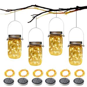 Saiten Solar Led Lichterkette Outdoor Mason Jars Abdeckung Flasche String Licht 10 20 Hochzeit Girlande Garten Hof Laterne hängen Dekor