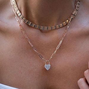 PVD 18K позолоченные Zirconia Pave Heart Scave Steels сталь подвеска ожерелье роскошное вечеринка ожерелье