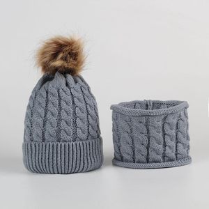 Hair Accessories Cute Kid Girl Boy Baby Infant Winter Warm Crochet Knit Hat Beanie Cap Scarf Solid Set High Quality