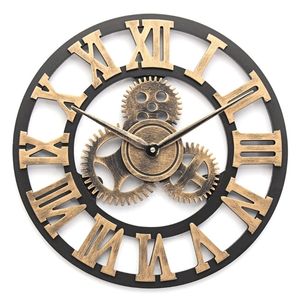 Europe Wall Clock 3d Retro Rustic Decorative Luxury Art Big Gear Wooden Vintage Large Handmade Oversized Wall Clocks For Gift Y200109