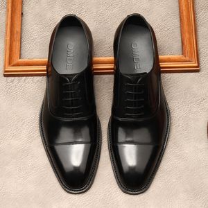 Scarpe derby da uomo nere di alta qualità Vera pelle da ufficio Azienda formale stringate da uomo Calzature da lavoro Oxford per uomo