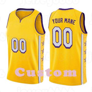 Mens Custom DIY Design personalized round neck team basketball jerseys Men sports uniforms stitching and printing any name and number Stitching stars yellow