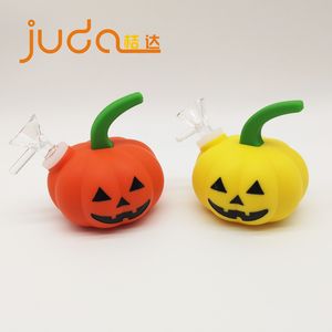 Orange Yellow Hallowmas Pumpkin Silicone Smoke Pipe With Bowl Colorful Silica Gel Pipes Heady Hand Pipes Oil Burner Tobacco Tool Smoking Accessories