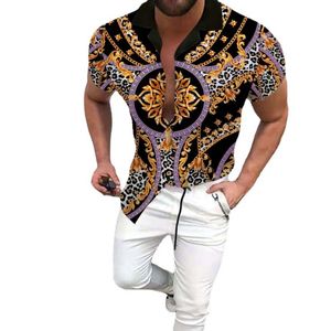 summer outdoor loose printing fashion shirt Men's short sleeve shirts tops for men plus size 2xl 3xl clothing blouse